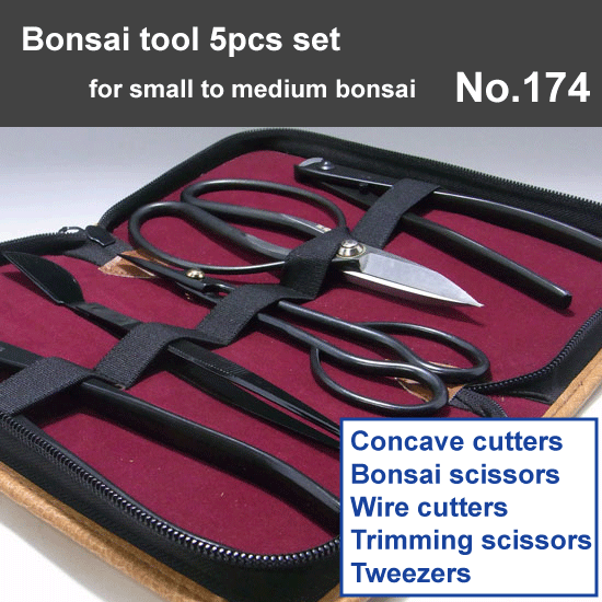 Bonsai tool 5pcs set  (No.3A, No.35A, No.22A, No.40E, No.59 )  No.174