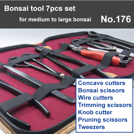 Bonsai tool 7pcs set  (No.3A, No.35A, No.511, No.64G, No.40E, No.166, No.11 )  No.176