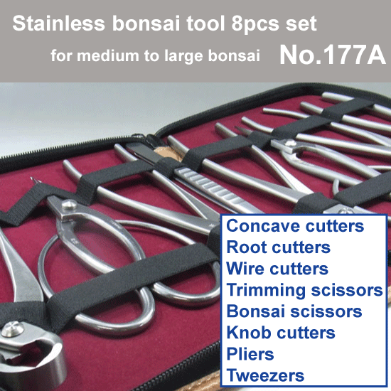 Bonsai tool Stainless 8pcs set   (No.813, No.802, No.819, No.815, No.810, No.831, No.829, No.64B )  No.177A