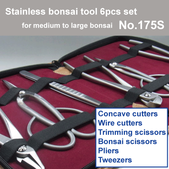 Bonsai tool Stainless 6pcs set   (No.819,No.802, No.827, No.815, No.829, No.64B )   No.175S