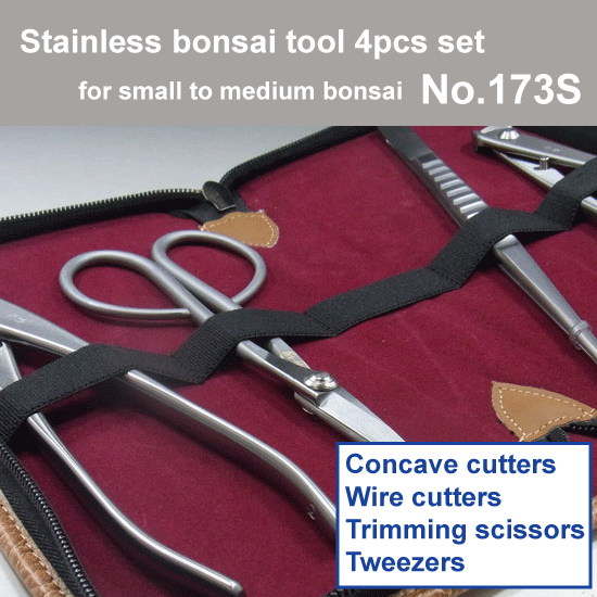 Bonsai tool Stainless 4pcs set (No.802, No.827, No.814, No.64B)  No.173S